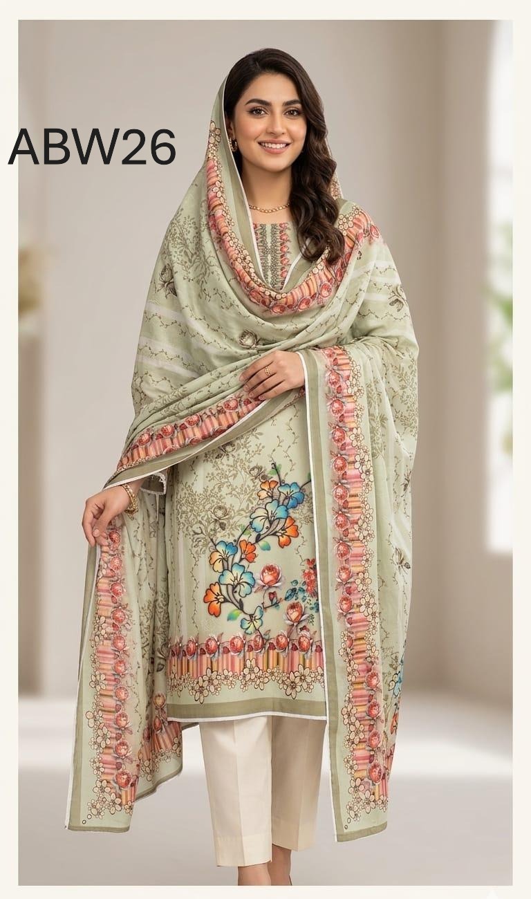 Unstitch Digital Print Three Piece abw-26