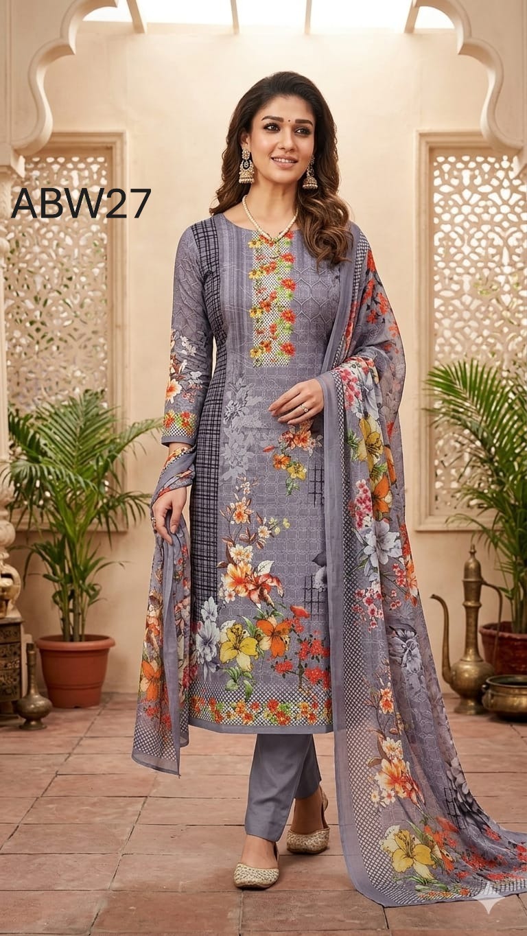 Unstitch Digital Print Three Piece ABW-27