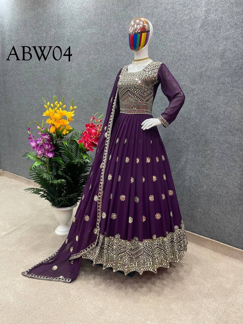 রেডিমেড জর্জেট এমব্রয়ডারি পার্টি ড্রেস ABW-04