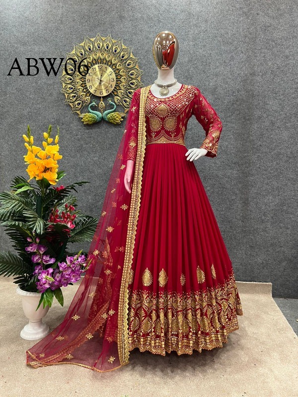 রেডিমেড জর্জেট এমব্রয়ডারি পার্টি ড্রেস ABW-06